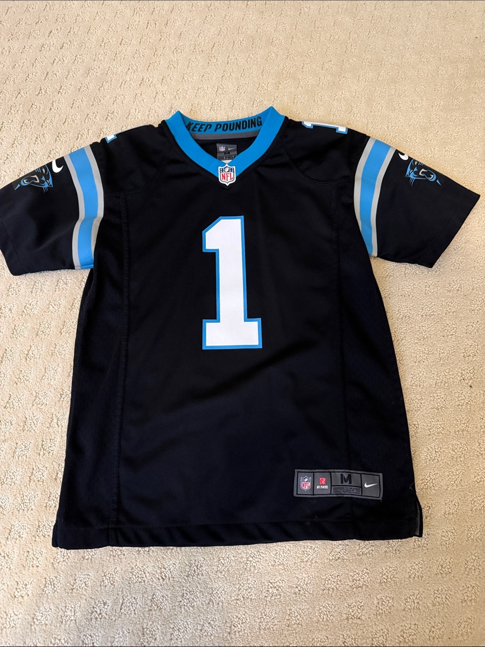 Nike Black Kids Carolina Panthers #1 Jersey Newton size M